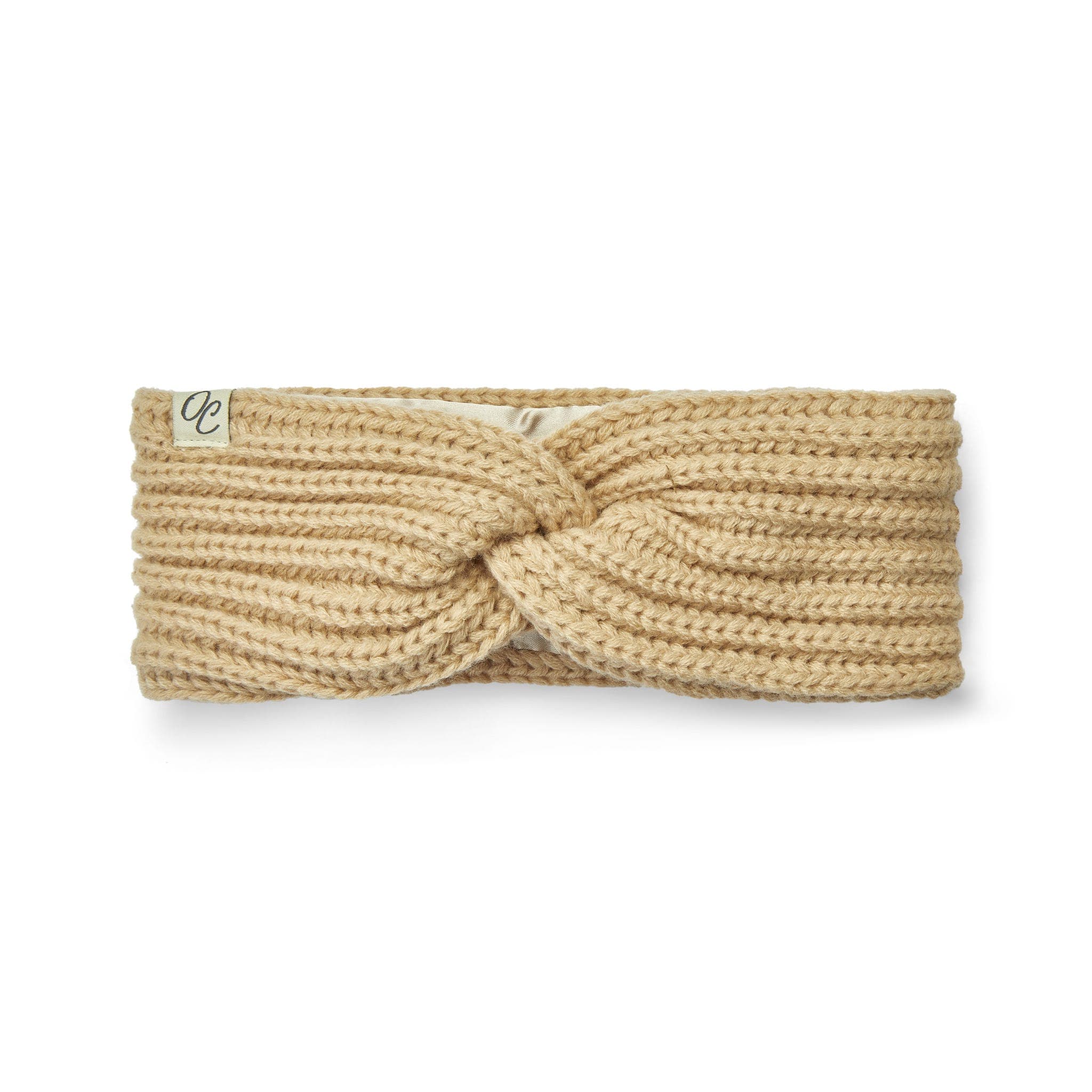Only Curls Satin Lined Knitted Headband - Sand - Only Curls