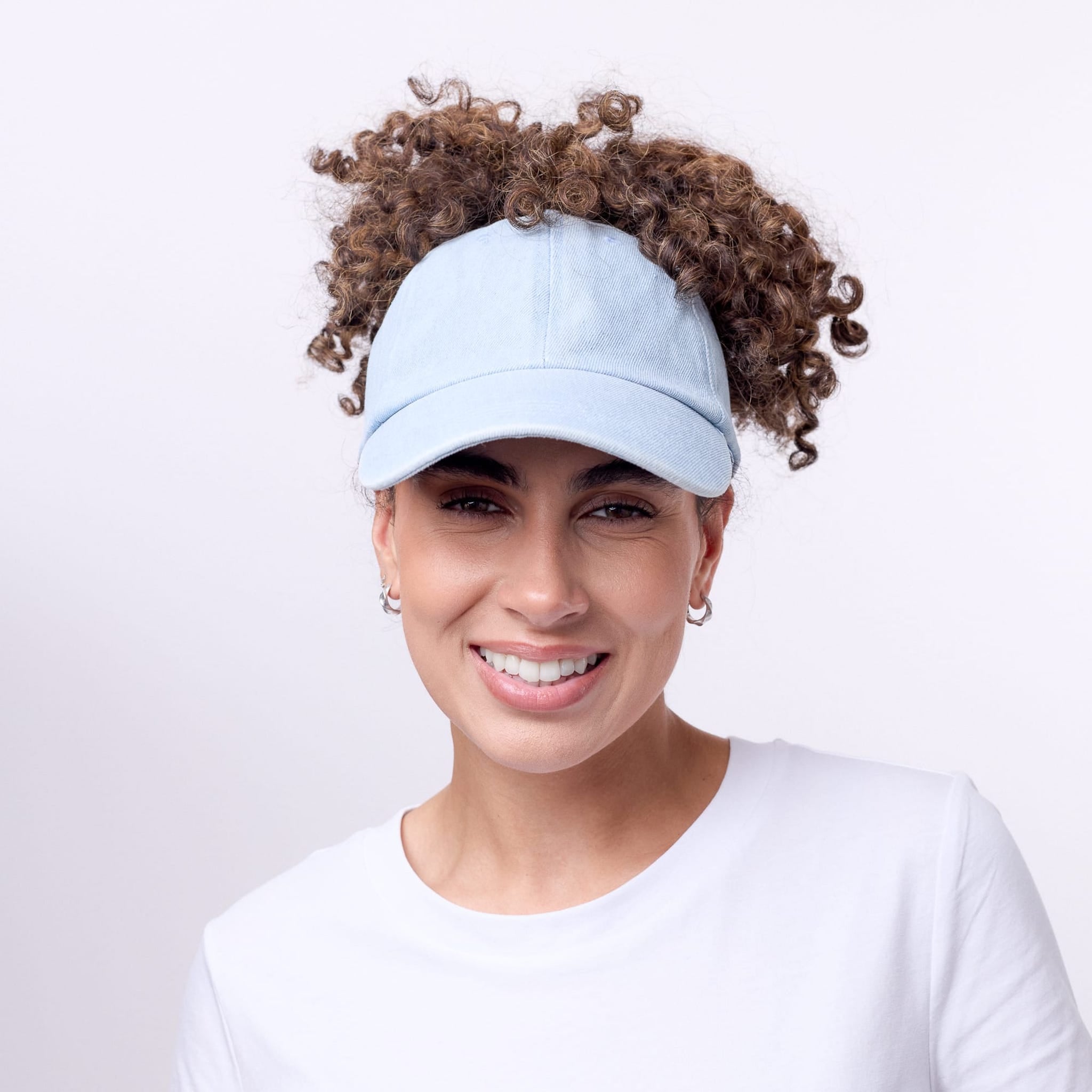 Only Curls Satin Lined Baseball Hat (with open back) - Denim Blue - Only Curls