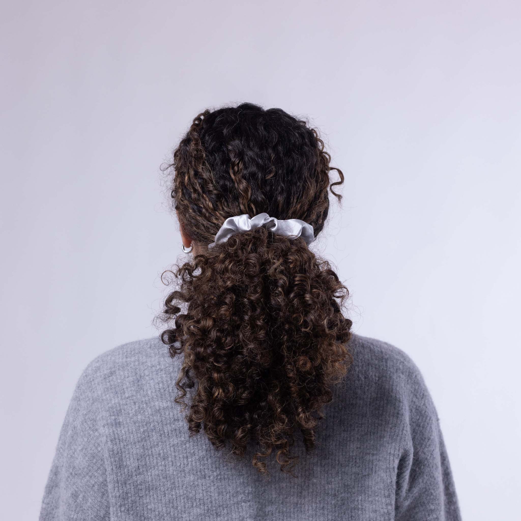 Only Curls Silk Scrunchies - Silver - Only Curls