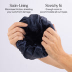 Only Curls Satin Lined Knitted Beanie Hat - Navy with Pom Pom