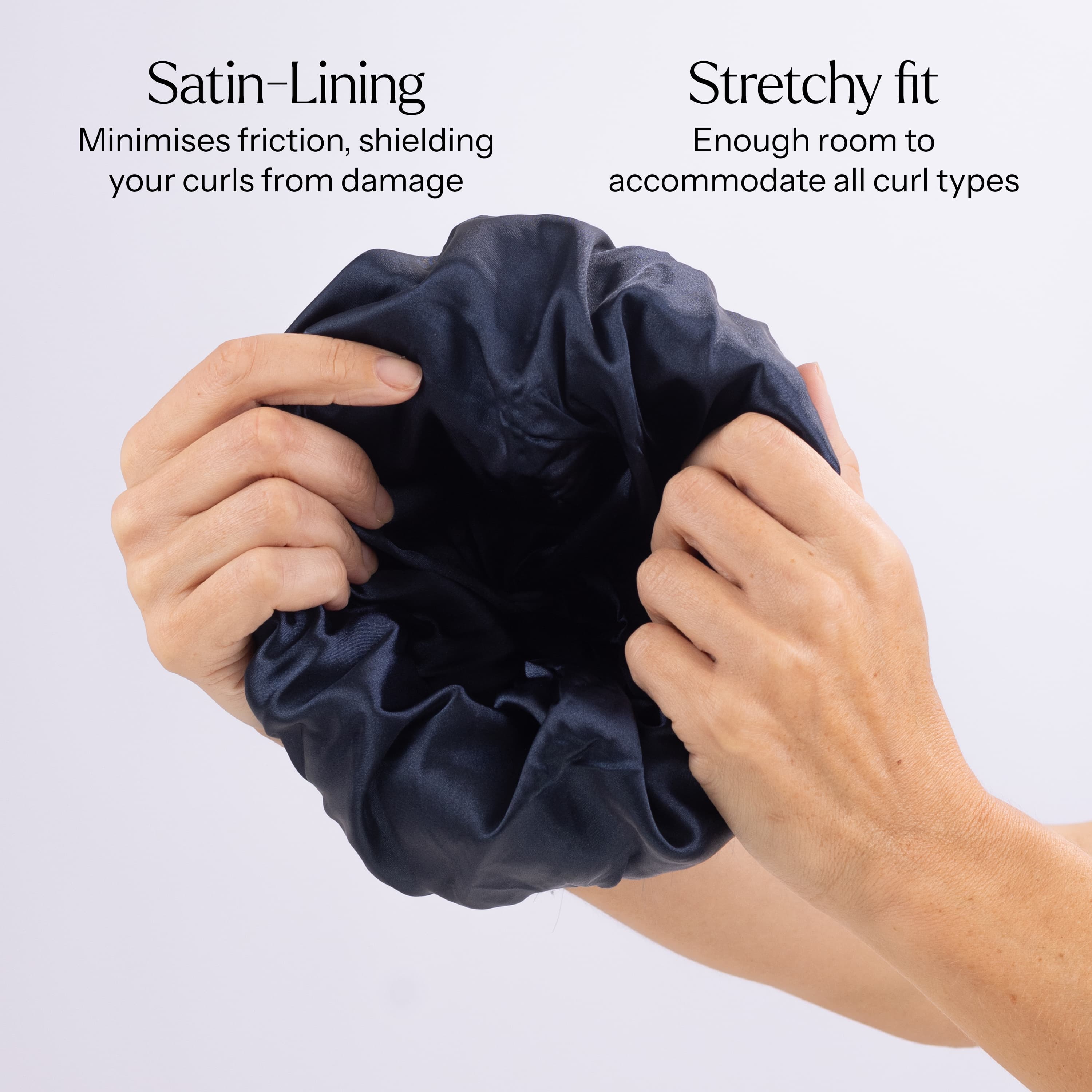 Only Curls Satin Lined Knitted Beanie Hat - Navy with Pom Pom