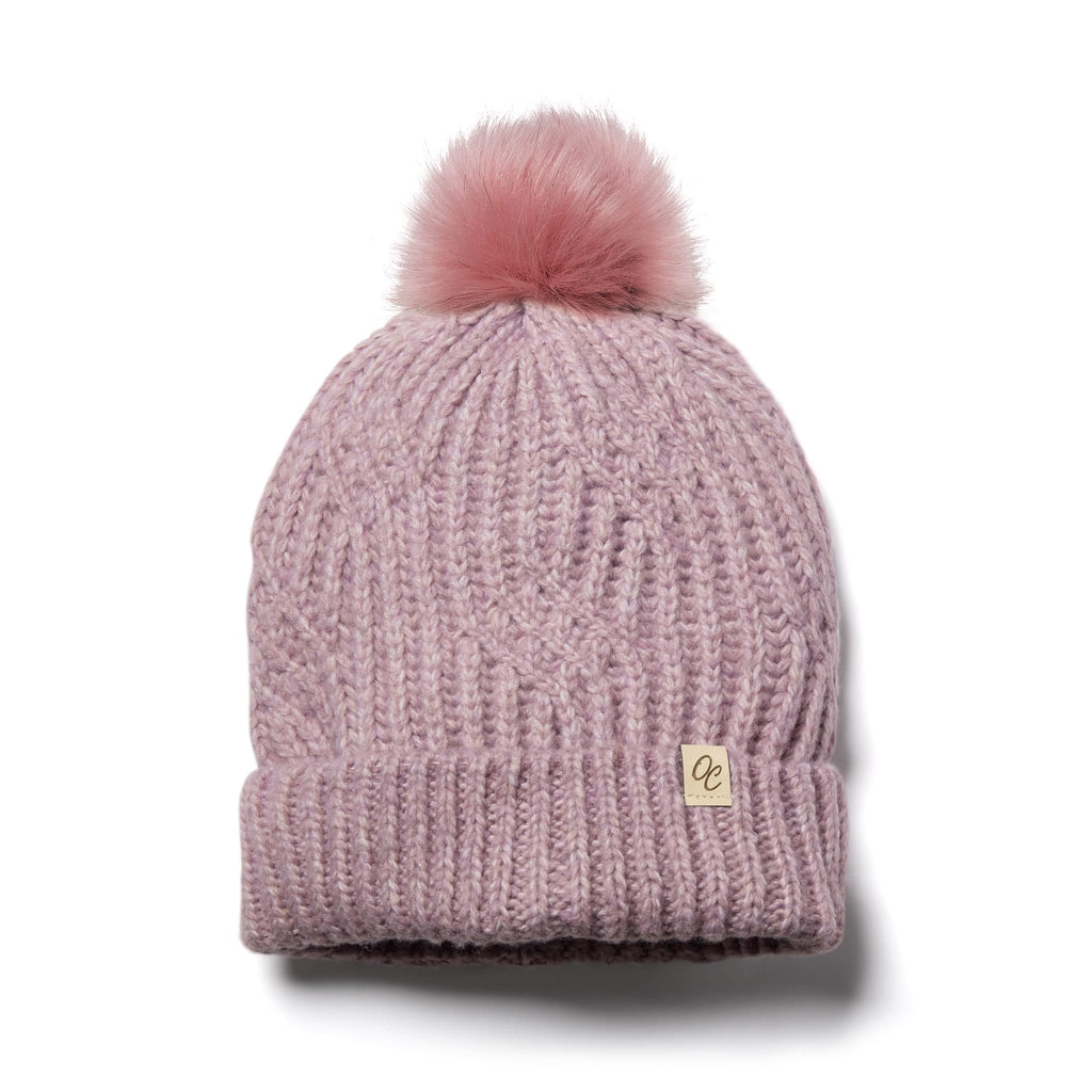 Only Curls Dusty Pink Cable Knit Satin-Lined Beanie - Only Curls