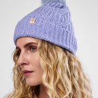 Only Curls Dusty Blue Cable Knit Satin-Lined Beanie - Only Curls