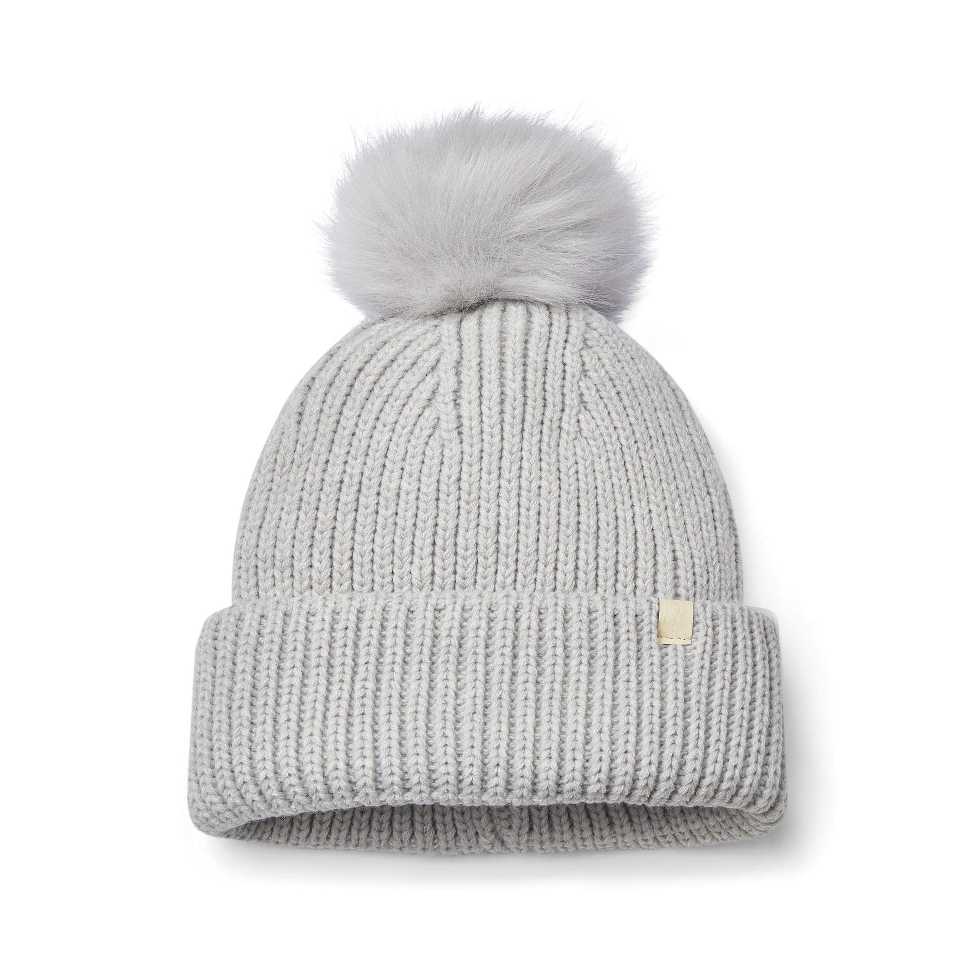 Only Curls Chunky Satin Lined Beanie - Grey with Pom Pom - Only Curls