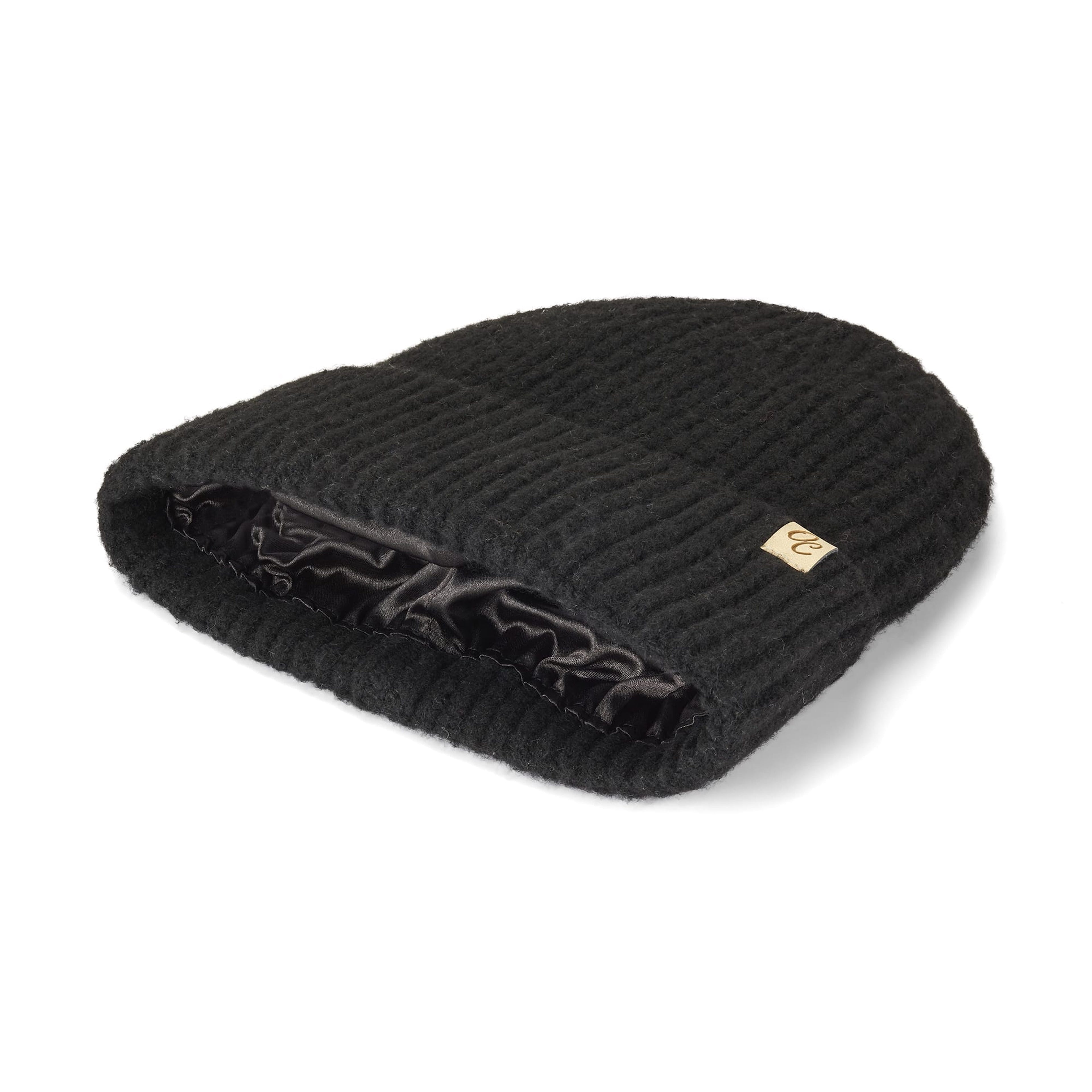 Only Curls Satin Lined Beanie - Ella in Black - Only Curls