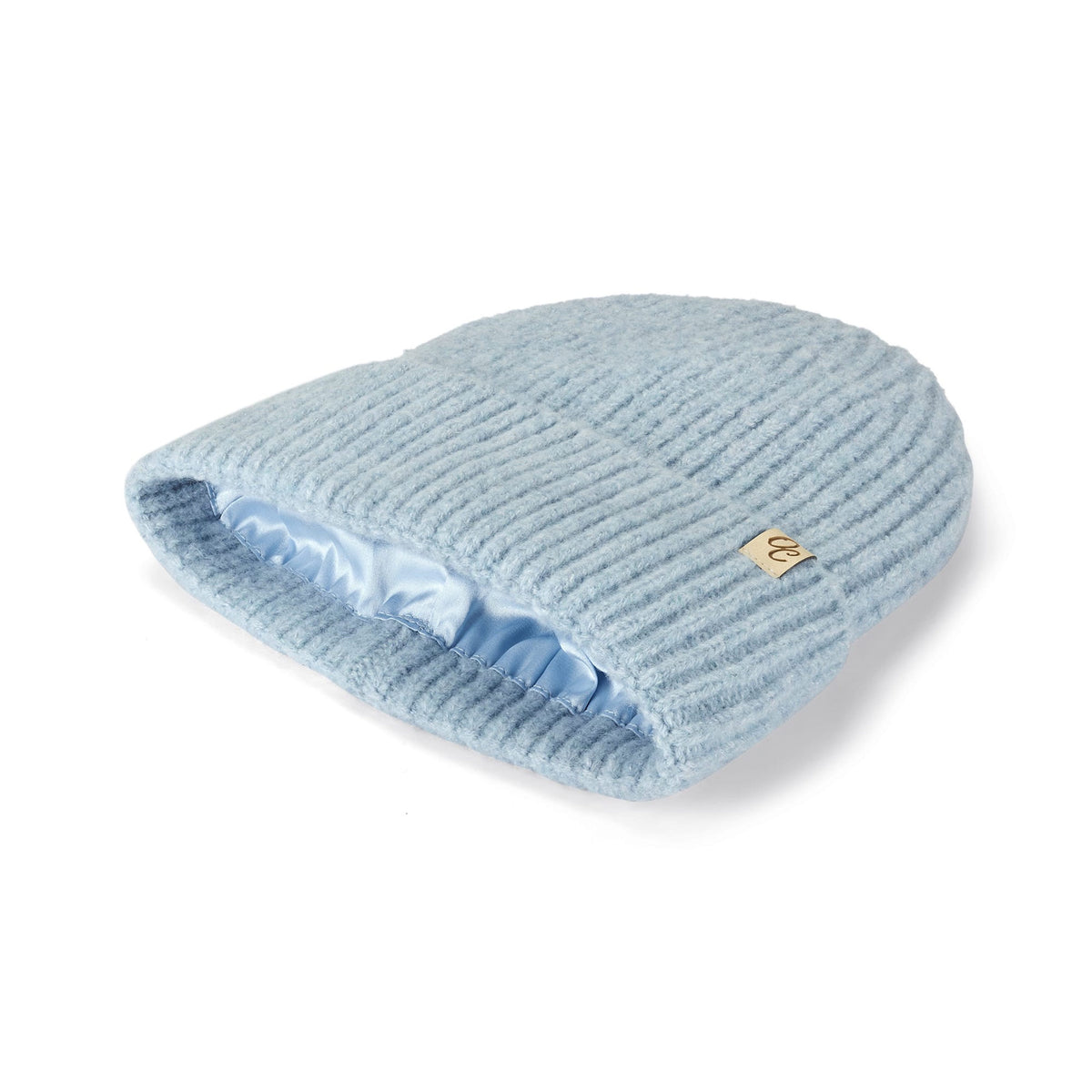 Only Curls Satin Lined Beanie - Ella in Light Blue