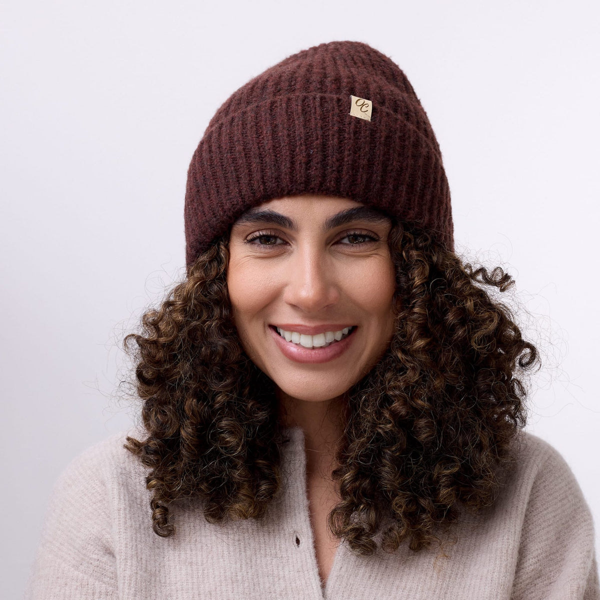 Only Curls Satin Lined Beanie - Ella in Burgundy