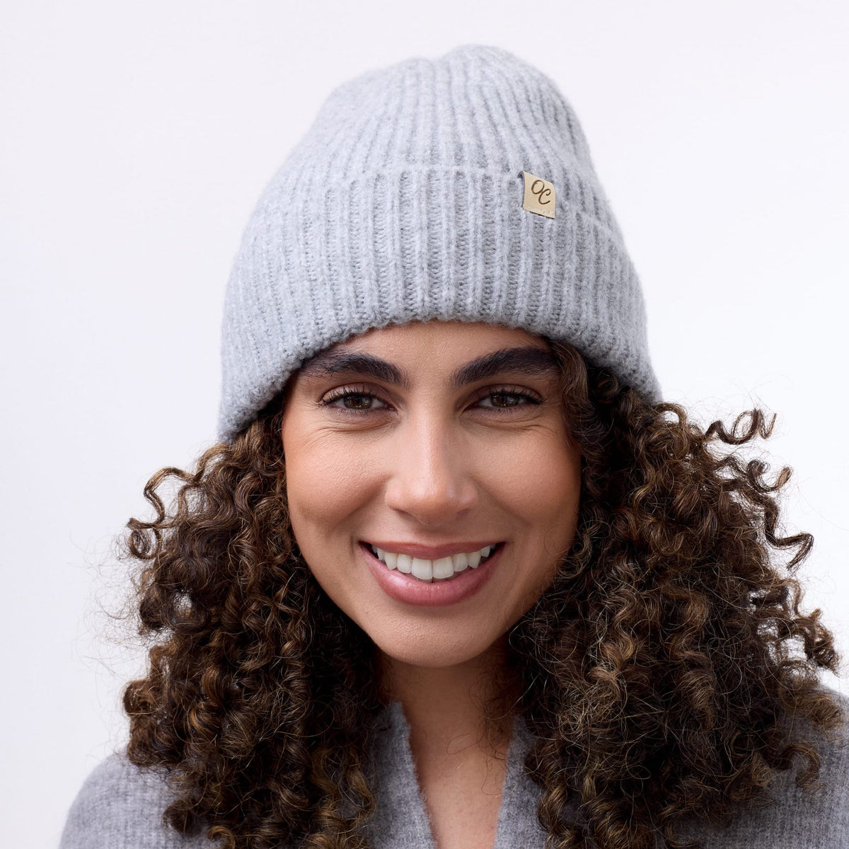 Only Curls Satin Lined Beanie - Ella in Grey