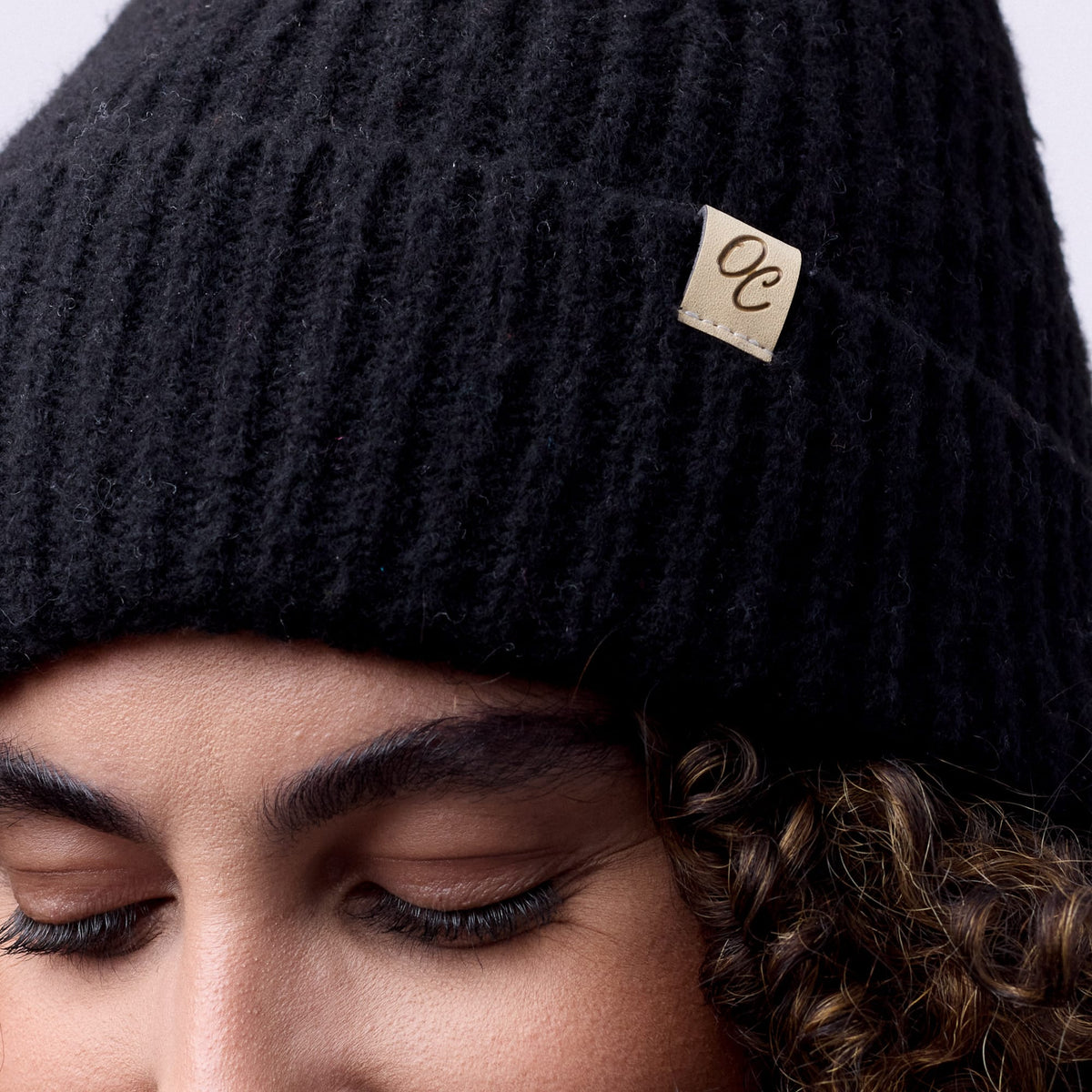 Only Curls Satin Lined Beanie - Ella in Black