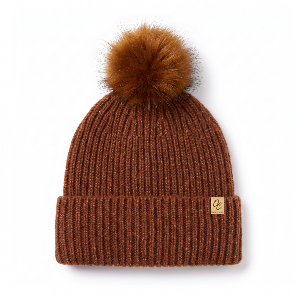 Only Curls Satin Lined Beanie with Pom - Carrie in Burnt Orange