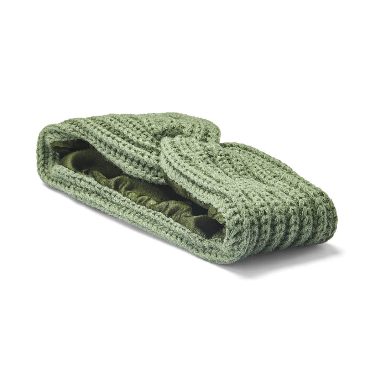 Only Curls Satin Lined Knitted Headband - Olive - Only Curls