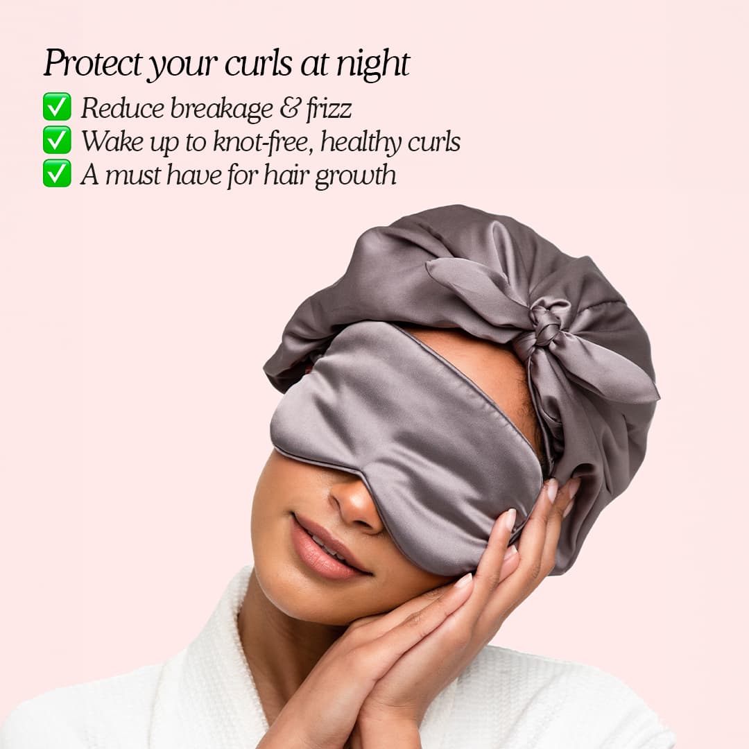 Only Curls Eye Mask and Sleep Turban Set - Slate Grey - Only Curls