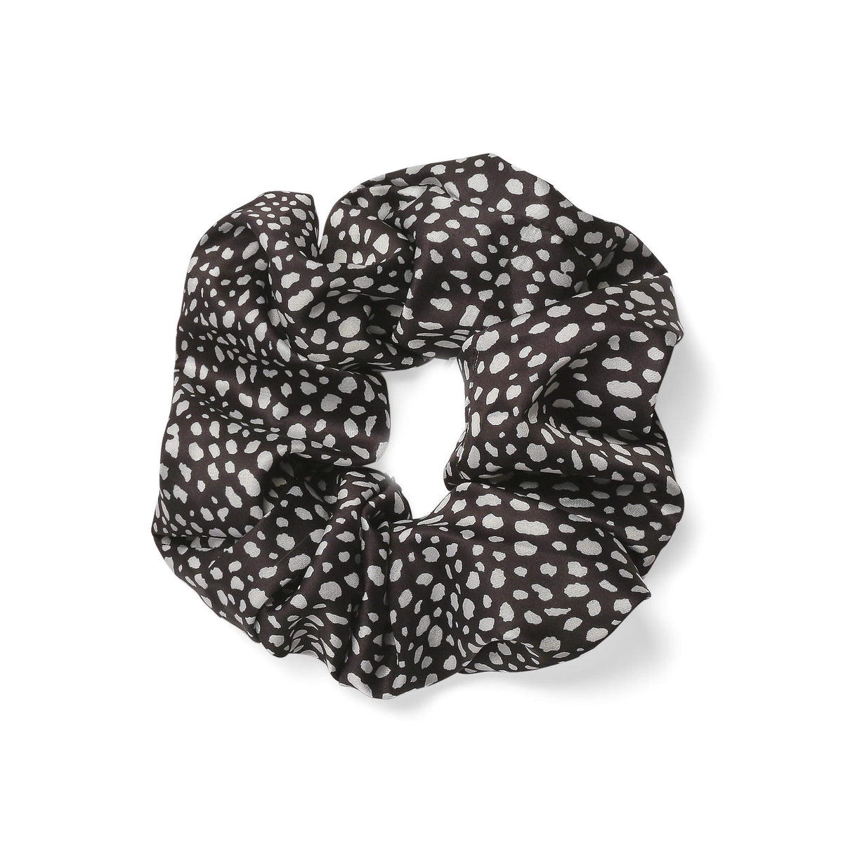 Only Curls Oversized Satin Scrunchies - Black Dalmatian and Ivory Twin Pack