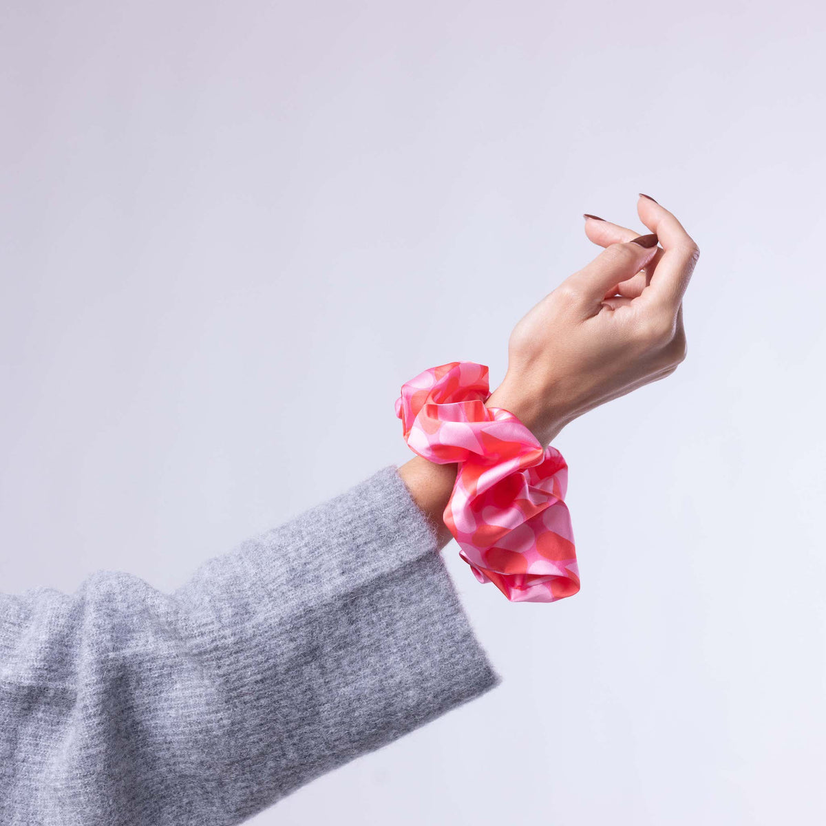 Only Curls Oversized Satin Scrunchies - Pink Hearts and Bright Pink Twin Pack