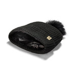 Only Curls Satin Lined Pom Beanie and Snood Set - Sadie in Black - Only Curls