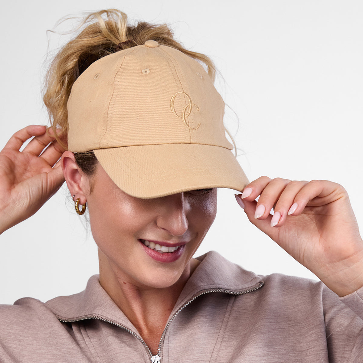Satin Lined Baseball Hat (open back) - Caramel OC