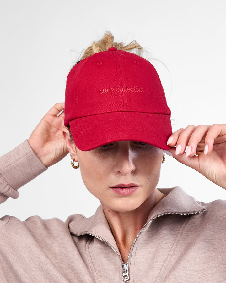 Satin Lined Baseball Hat (open back) - Pomegranate Curl Collective
