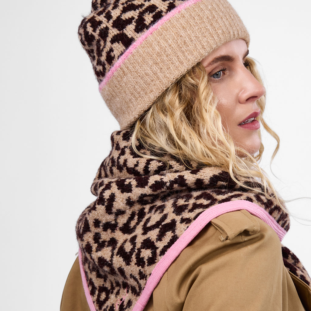 Only Curls Leopard Satin-Lined Triangle Scarf - Only Curls