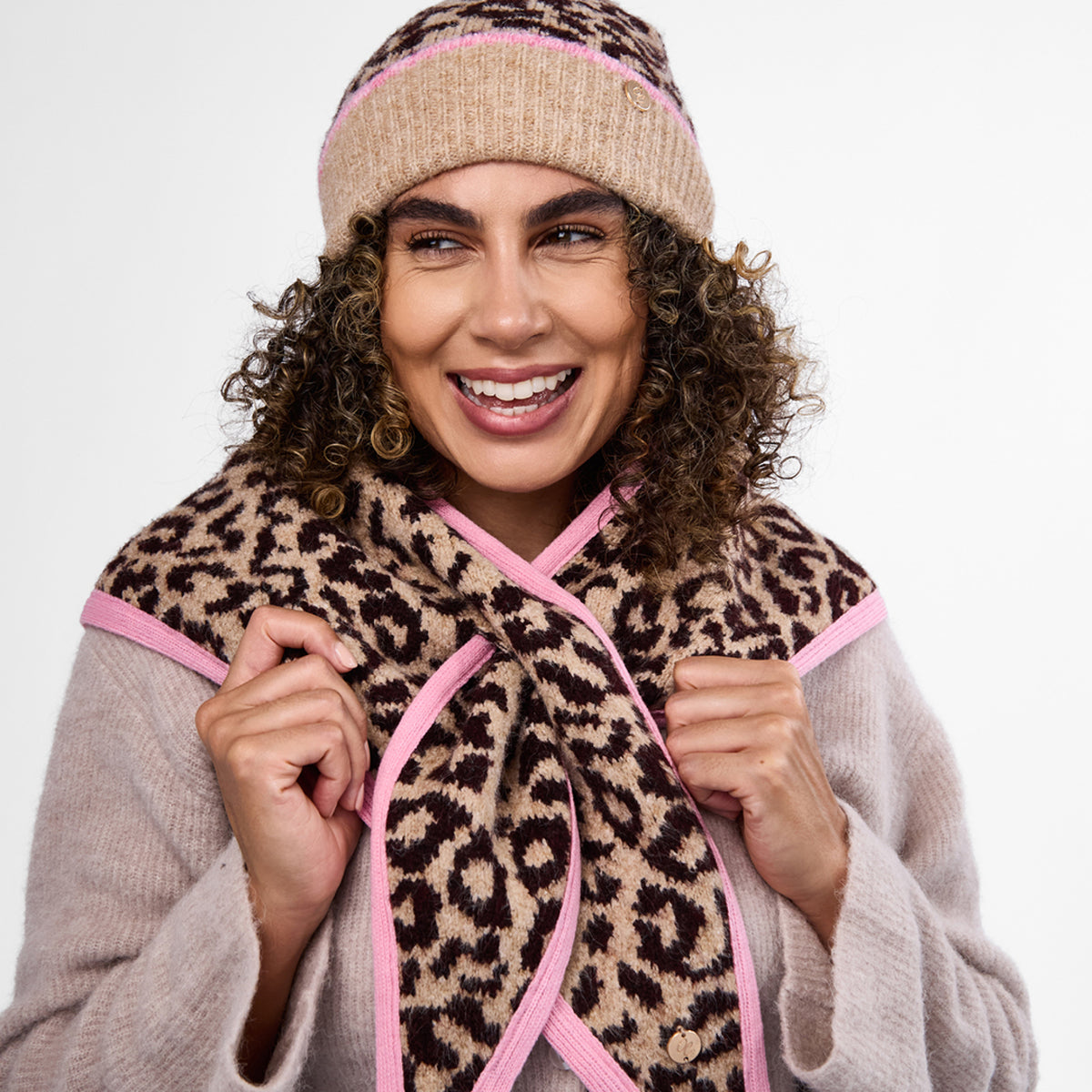 Only Curls Leopard Satin-Lined Triangle Scarf - Only Curls