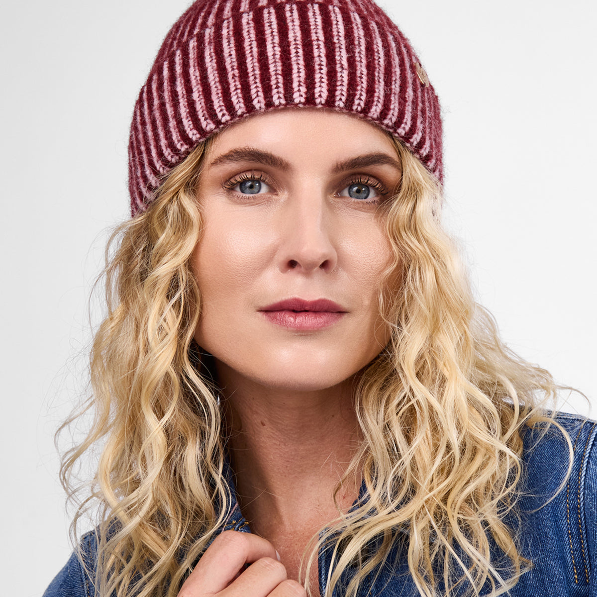 Only Curls Burgundy Stripe Satin-Lined Beanie - Only Curls