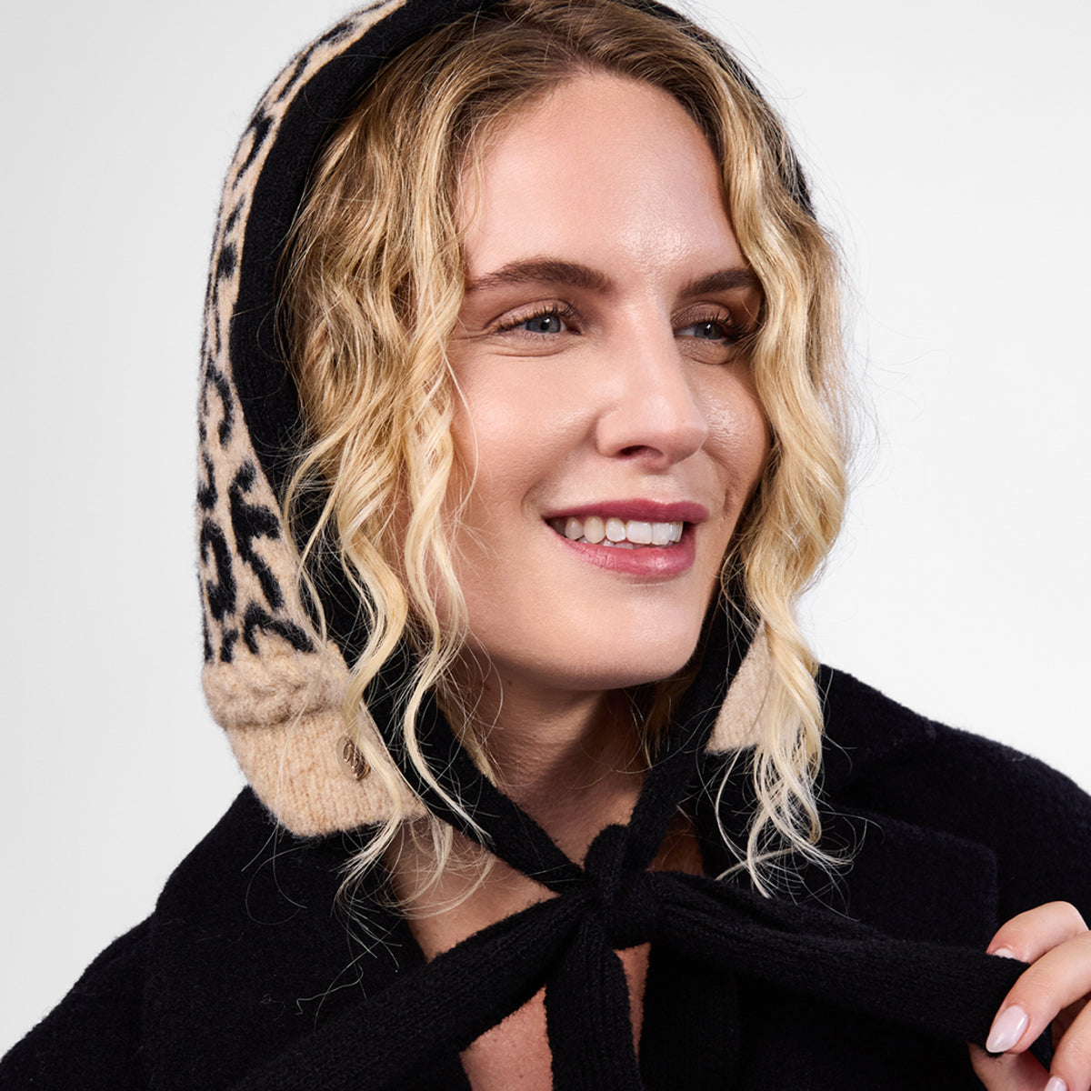 Only Curls Fluffy Leopard Satin-Lined Hood - Only Curls