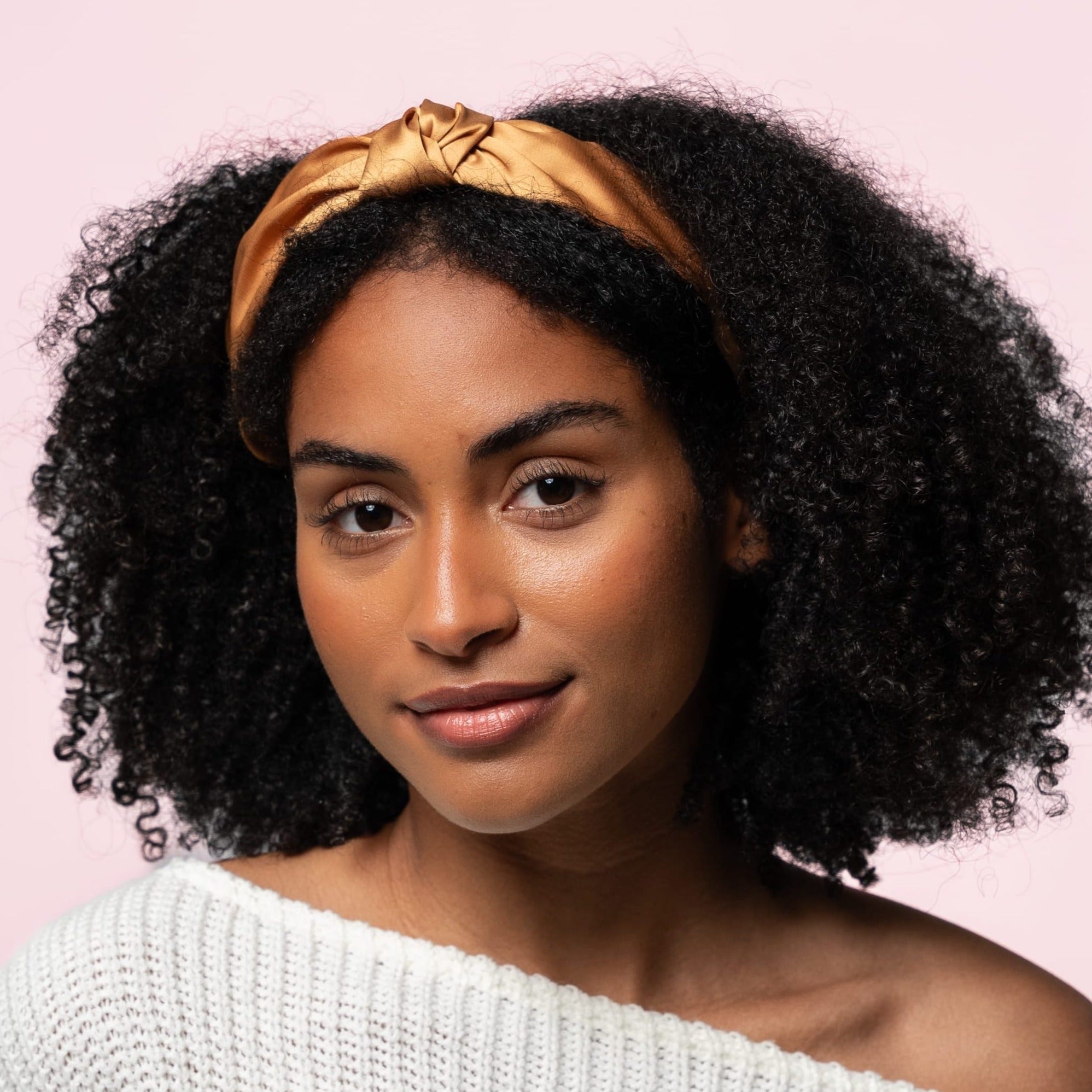 Only Curls Satin Knot Headband - Gold - Only Curls