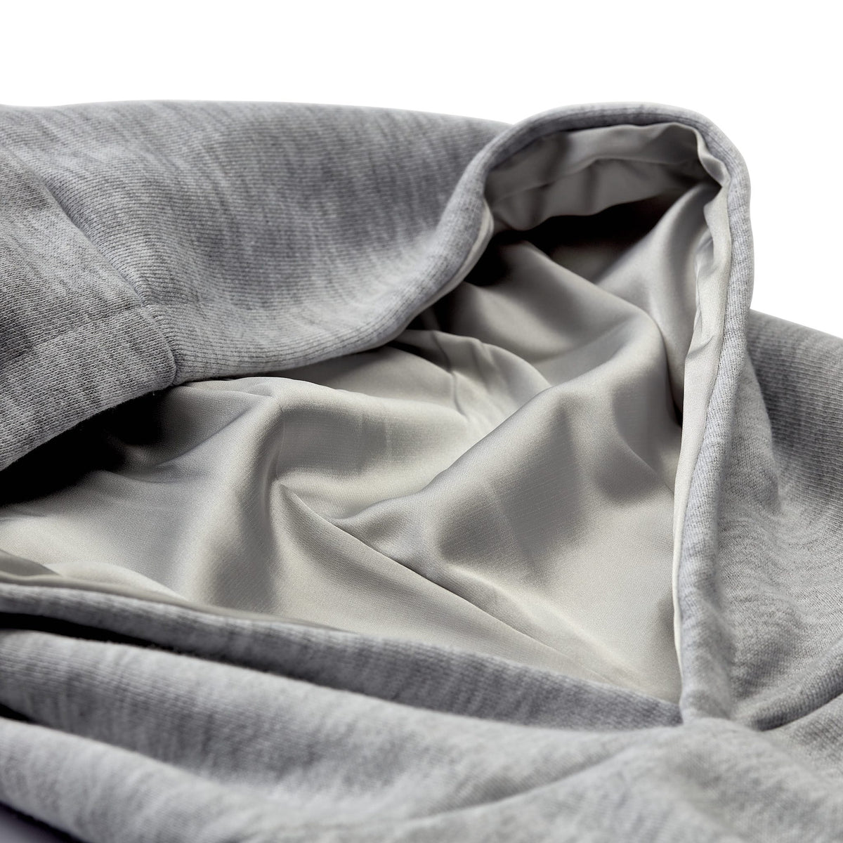 Only Curls Satin Lined Hoodie, Relaxed Fit - Grey Marl