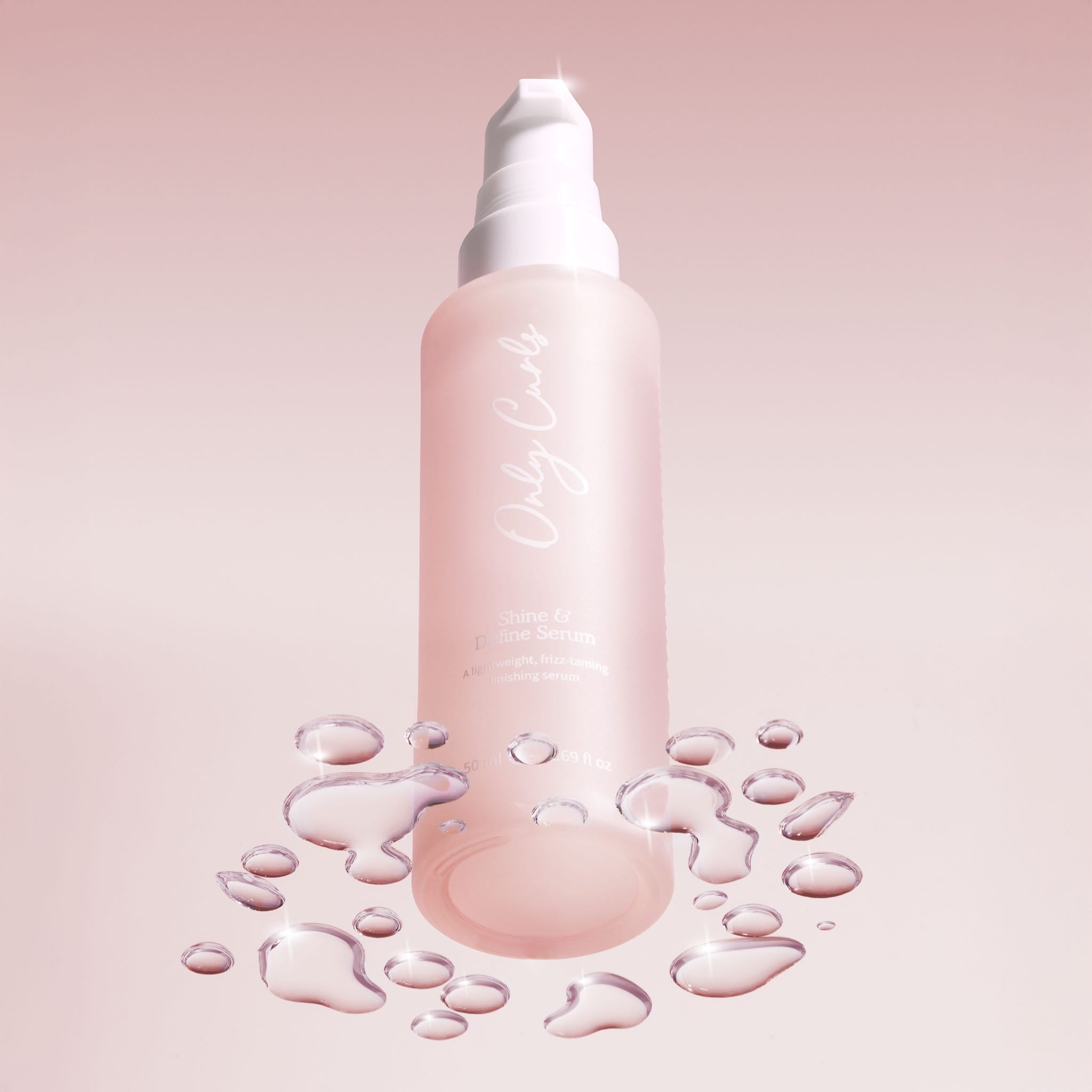 Only Curls Shine & Define Anti Frizz Serum for Curly Hair - bottle with droplets