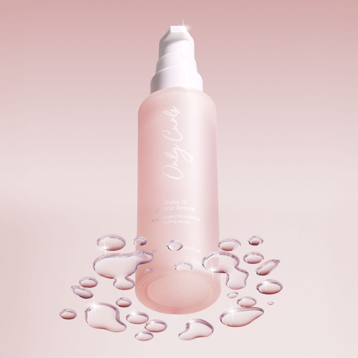 Only Curls Shine & Define Anti Frizz Serum for Curly Hair - bottle with droplets