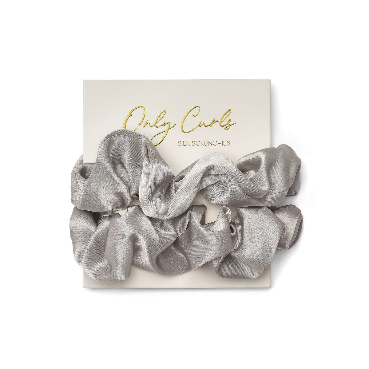 Only Curls Silk Scrunchies - Silver