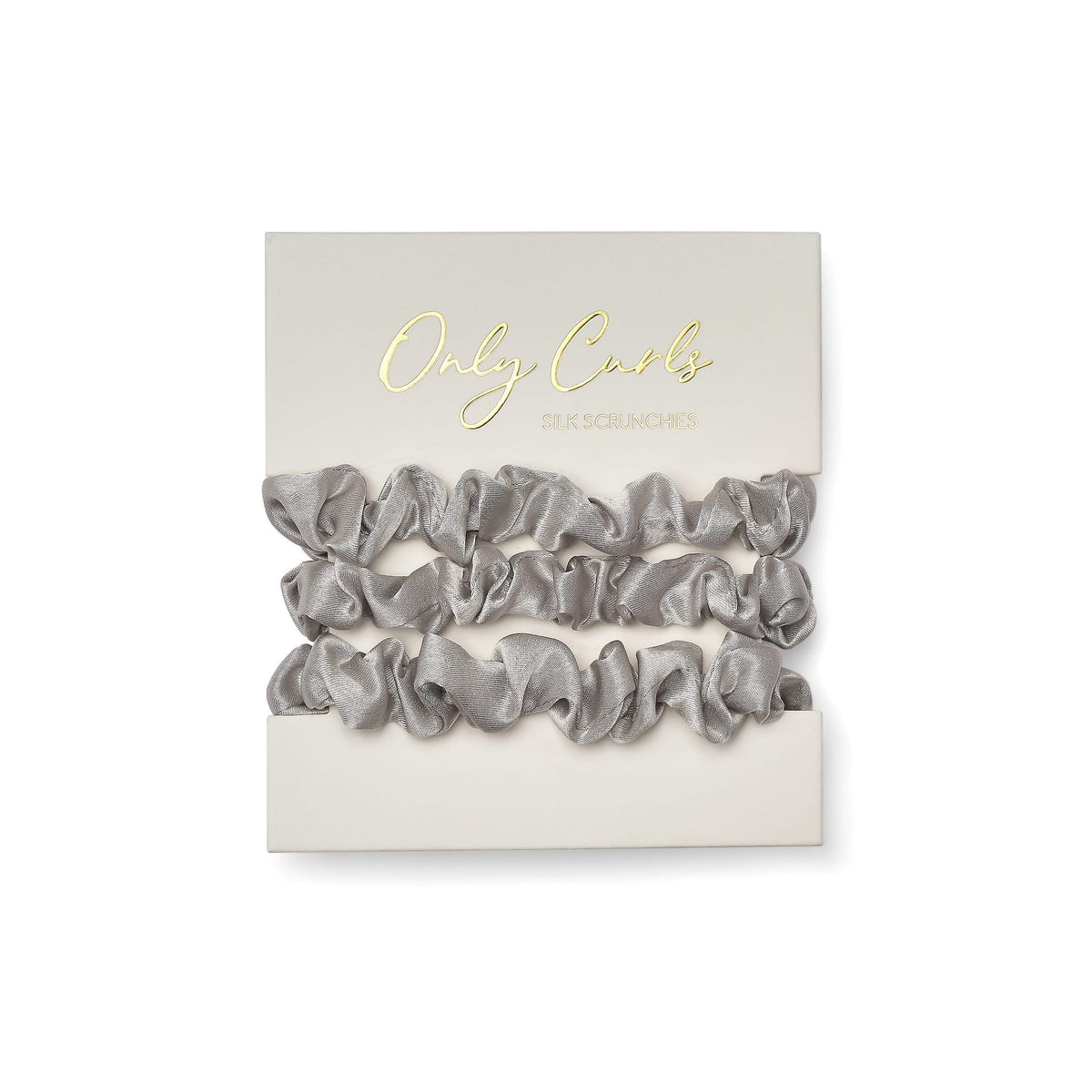 Only Curls Silk Scrunchies - Silver Mini