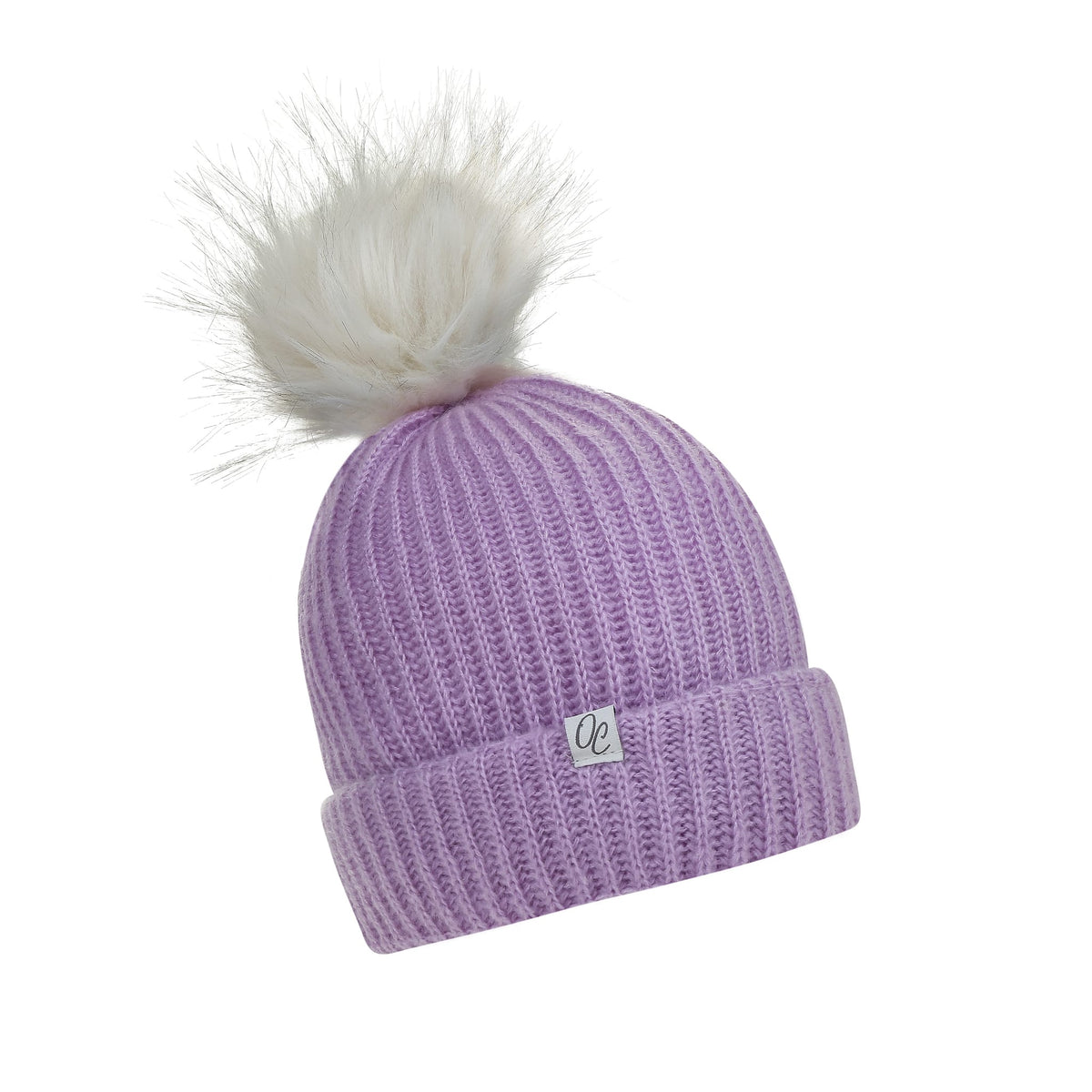 Only Curls Satin Lined Knitted Beanie Hat - Lilac with Pom Pom - Only Curls