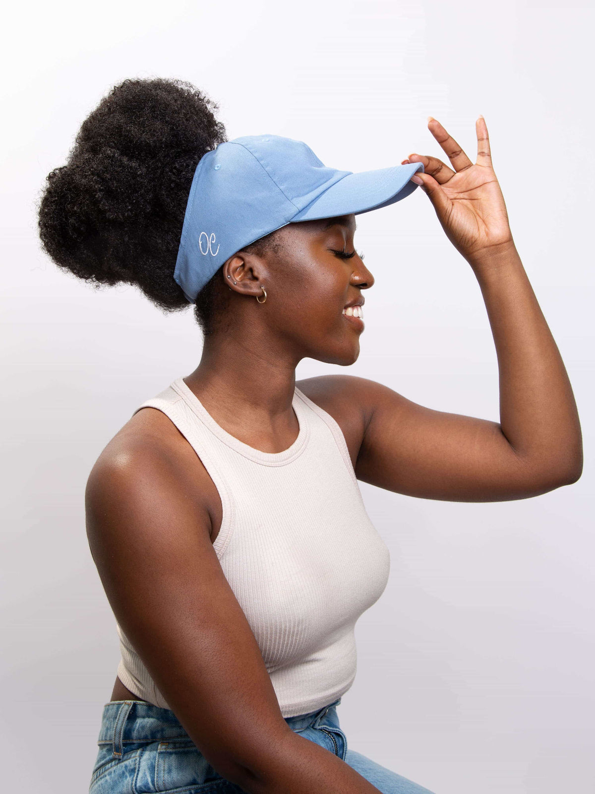 Only Curls Satin Lined Baseball Hat (with open back) - Sky Blue - Only Curls
