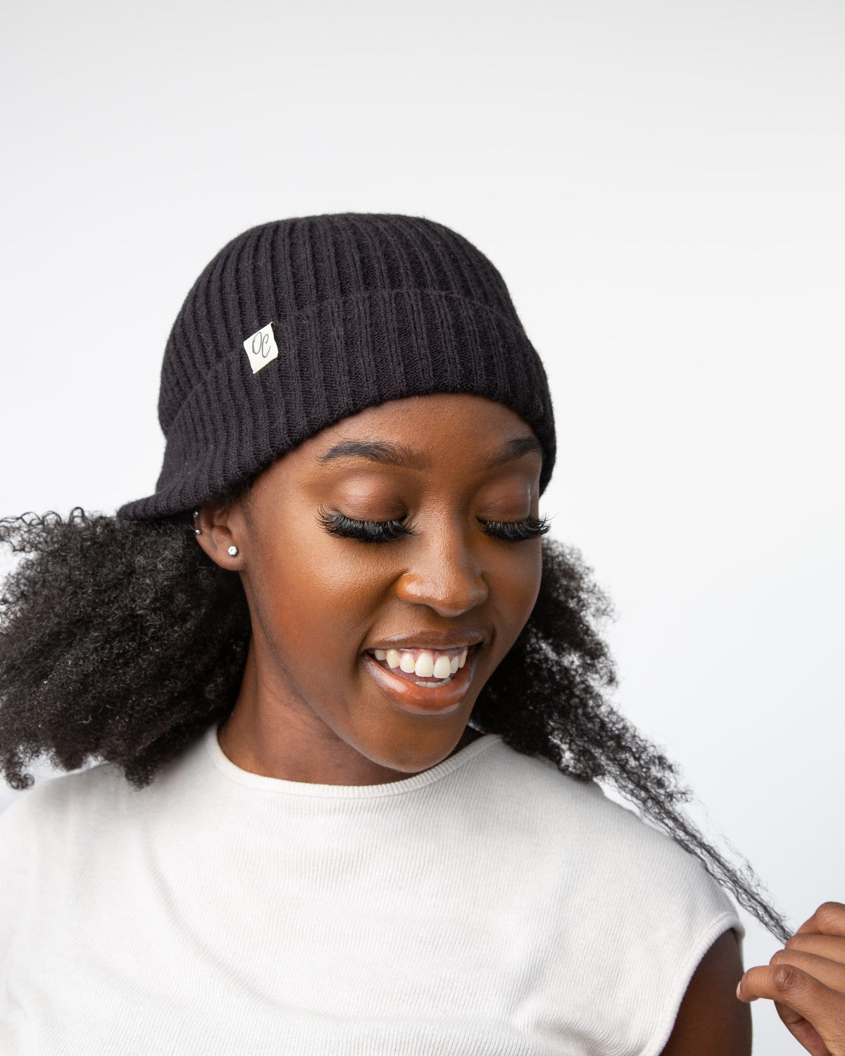 Only Curls Satin Lined Spring Beanie Hat - Charcoal - Only Curls