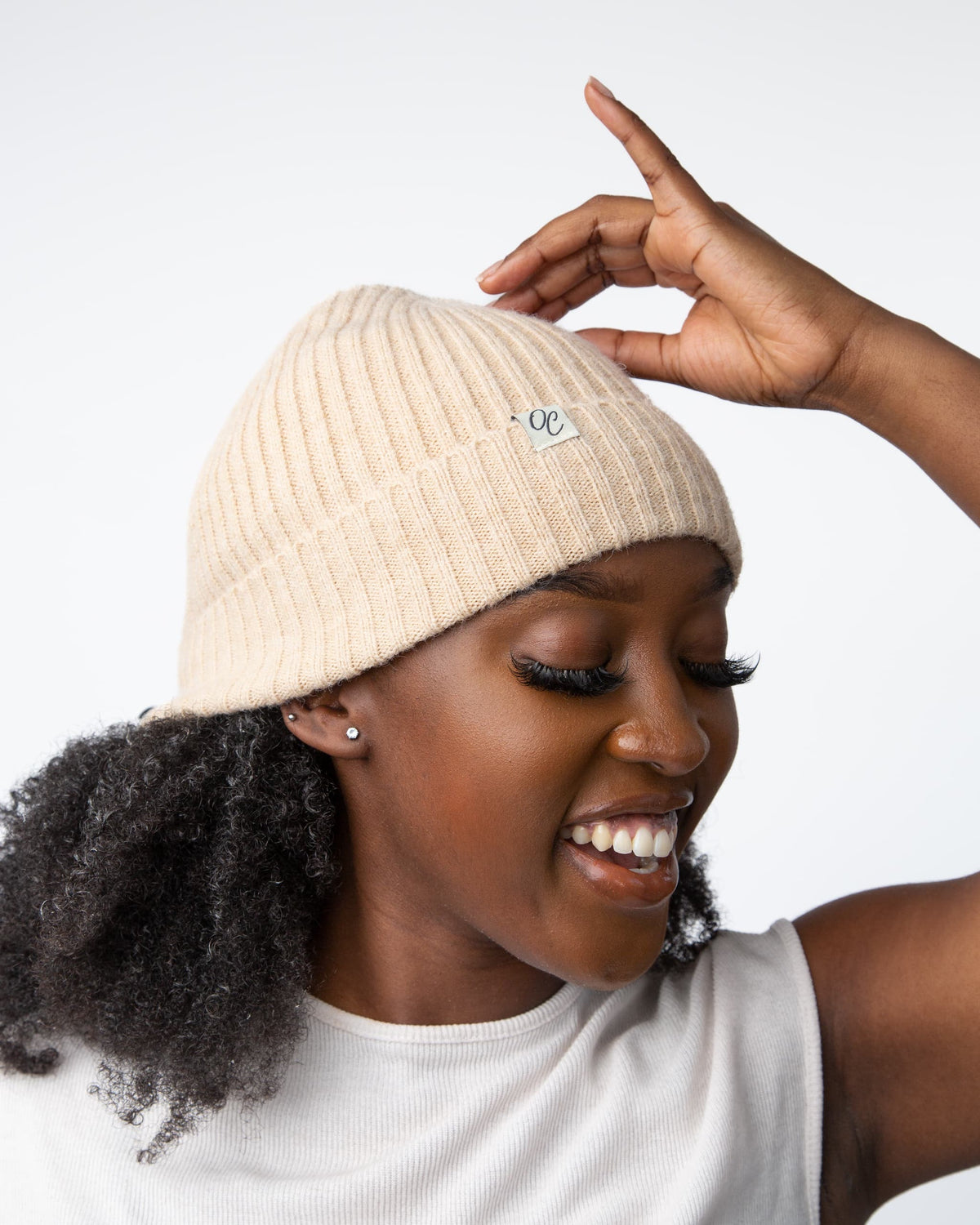 Only Curls Satin Lined Spring Beanie Hat - Oatmeal - Only Curls
