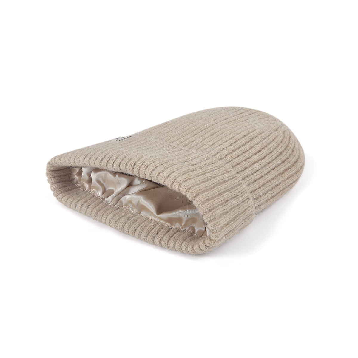 Only Curls Satin Lined Spring Beanie Hat - Oatmeal - Only Curls