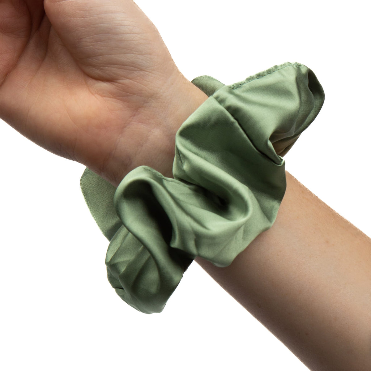 Only Curls Satin Scrunchie - Dusty Green - Only Curls
