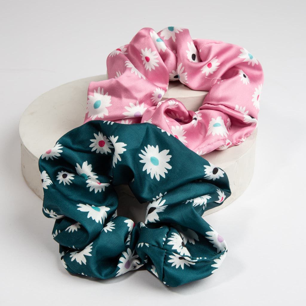Only Curls Satin Scrunchies - Daisy Twin Pack - Only Curls